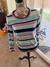 Talbots White Boat Neck Sweater with Black Stripe Hem, 3/4 Sleeve — listing 5