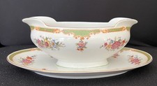 MZ Czechoslovakia Ivory Porcelain Gravy Boat with Attached Underplate Floral — listing 5