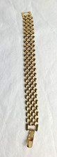 Vintage Two-Tone Woven Mesh Ribbon Link Bracelet with Box Clasp, Possibly Silver — listing 5