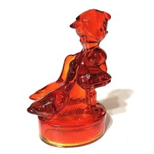 Amberina Art Glass Figurine of Girl with Two Geese, 5.5 inches — listing 3