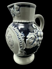 Vintage German Salt-Glazed Stoneware 1 Liter Beer Mug, Bavaria Brau Hof Bayern, Cobalt Bavaria Figure Transfer — listing 5