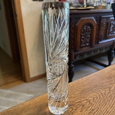 Violetta Polish crystal Hand-Cut 24% Lead Crystal Pinwheel Vase, Made in Poland, 8.25" Tall — listing 3