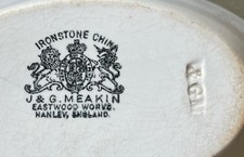 Antique Victorian White Ironstone Serving Platter with Pink Floral Transfer and Embossed Scroll Rim — listing 2