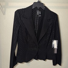 Bisou Bisou Women's Black with Red Pinstripe Dress Slacks, Size 12 — listing 5