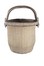 Antique Chinese Hand-Woven Willow Rice Gathering Basket with Bentwood Handle — listing 2