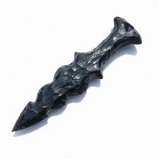 Decorative Knapped Obsidian/Stone Blade Athame with Ornate Resin Eagle/Serpent Handle — listing 3
