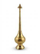 Vintage Brass Jeweled Perfume Atomizer / Rosewater Sprinkler Bottle with Devanagari Mark — listing 6