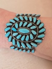 Zuni Petit Point Sterling Silver & Turquoise Cluster Stud Earrings, 0.75 inch Round No visible marks — listing 5