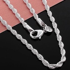 Silver-Tone Fine Chain Necklace with Stamped Clasp Tag
