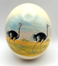 Hand-Painted Decorative Ostrich Egg with Black & White Checkerboard Pattern on Wire Stand — listing 2