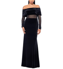 Betsy & Adam by Linda Bernell Black Velvet Beaded Empire-Waist Cocktail Dress, Size 14 — listing 2