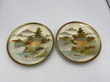 Japanese Satsuma Hand-Painted Mt. Fuji & Pagoda Small Square Dish — listing 2