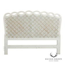 Vintage 1950s French Provincial Louis XV Style Full Size Bed Frame with Carved Wood Headboard and Footboard — listing 6