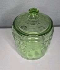 Green Uranium Depression Glass Creamer, Cameo/Ballerina Pattern, 3.5" — listing 4
