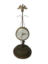 Mid-Century Brass Federal Eagle Suspended Round Wall/Table Clock