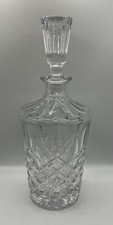 Vintage Cut Crystal Wine Decanter with Silver-Plated Collar and Pinecone Finial Stopper — listing 4
