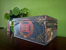 Antique Victorian/Edwardian Lithographed Tin Biscuit Box with Sailing Ship and Portrait Medallions — listing 4