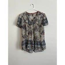 Knox Rose Boho Embroidered Peasant Top, Size M, Crinkle Rayon — listing 6