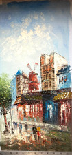 Vintage Mid-Century Parisian Street Scene Oil Painting Signed — listing 5