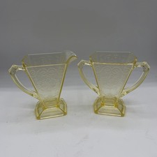 Vintage Yellow Depression Glass Etched Floral Plate — listing 2