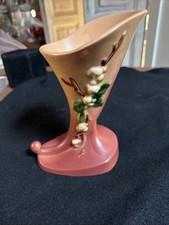 Roseville Pottery Snowberry Cornucopia Vase in Blue — listing 2