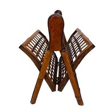 Vintage Bamboo & Rattan Magazine Rack with Painted Pine Tree Sunset Panel — listing 3