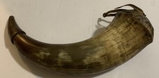 Antique Style Powder Horn with Brass Spout and Wooden Plug — listing 4