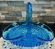 Vintage Pair of Blue Glass Ashtrays in Wire and Metal Cradle Holders — listing 5