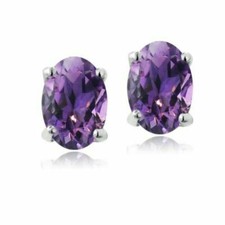 Sterling Silver Oval Amethyst Drop Earrings with Filigree Settings, Leverback — listing 5