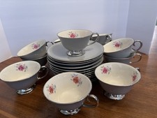 Flintridge China Cream & Platinum Trim Teacup and Saucer Set — listing 2