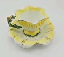 Vintage Lusterware Footed Tea Cup and Saucer, Gold Filigree Decoration, Made in Japan