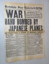 Honolulu Star-Bulletin 1st Extra 'WAR! OAHU BOMBED' December 7, 1941 Pearl Harbor Newspaper — listing 3