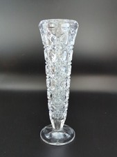 Cut Crystal Bud Vase with Diamond Cross-Hatch and Fan Cut Pattern