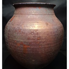 Handmade Studio Pottery Stoneware Cache Pot / Small Vessel with Copper Red Drip Glaze — listing 5
