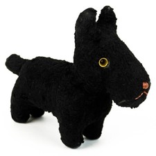 Vintage Black Mohair Scottie Dog Stuffed Toy with Glass Eyes and Felt-Lined Ears — listing 2