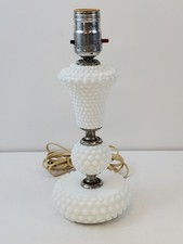 Vintage Mid-Century Milk Glass Boudoir Table Lamp with Fluted Column, Marble Base, and Original Ruffled Tulle Drum Shade — listing 6