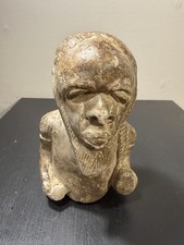 Carved Stone Figural Statuette of Seated Figure with Tall Headdress, Arms Crossed — listing 5
