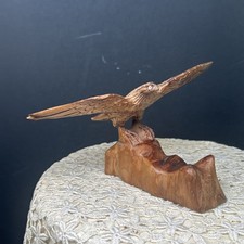Carved Eagle Figurine in Flight on Rocky Perch with Wings Spread — listing 4