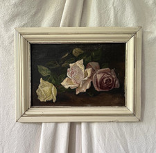 Original Oil Painting of Pink Chrysanthemums in Vase, Gold Framed Floral Still Life — listing 2