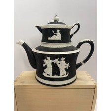 Vintage Black Glazed Ceramic Globe Teapot with Lid — listing 6