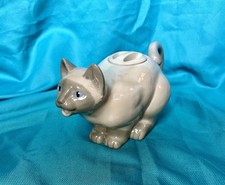 Vintage Ceramic Figural Siamese Cat Teapot with Red Bow — listing 6