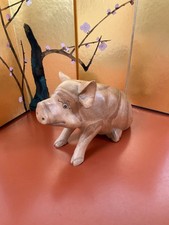 Set of 3 Hand-Carved Wooden Pig Figurines with Distressed Painted Finish — listing 5