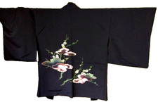 Japanese Short Kimono Jacket in Navy Fine Wool (Hanten / Haori Style) — listing 2