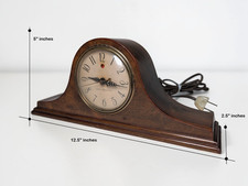 Vintage Electric Tambour Mantel Clock, Napoleon Hat Style, Walnut Case