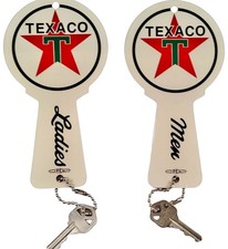 Vintage Texaco 'Ladies' Restroom Key Tags / Porcelain Enamel Signs (Set of 3)