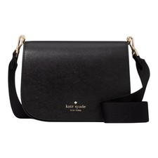 Black Saffiano Leather Flap Wallet-on-Chain Crossbody Bag with Silver Hardware — listing 2