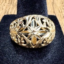 Wide Gold-Tone Filigree Scroll Link Statement Bracelet with Toggle Clasp — listing 2