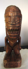 Hand-Carved Wood Tiki God Sculpture, 10" Tall, Dark Wood Finish (Marked 3787) — listing 4