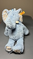 Steiff Cream Cotton Terry Plush Elephant with Blue Polka Dot Bandana, Article 221927, Button in Ear — listing 3
