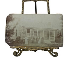 Antique Sepia Farm Scene Photograph with Cattle and Farmhouse, Framed — listing 3